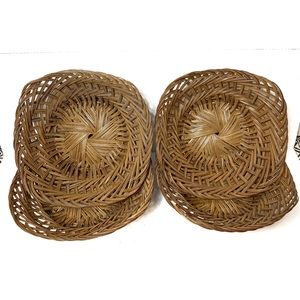 Set of 4 vintage wicker bowl holders